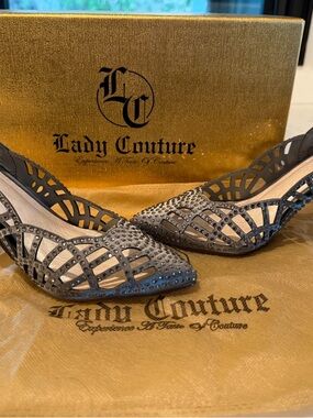 Women’s Grey Laser-Cut Embellished Pointed Flats